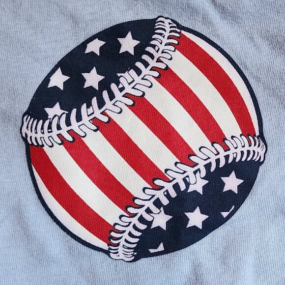 Cute Baseball 4th Of July Onesie Unisex Size 0-3 Months New - Picture 3 of 5